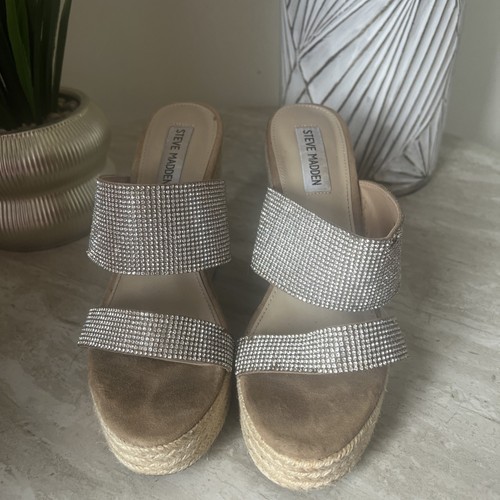 Steve Madden Sunrise-Rhinestone Wedge Sandals - Size 7.5M - Picture 6 of 12