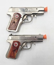 Vintage 1950s Hubley Champ Cap Gun Toy Pair 2 Variations Early Screw  Slide
