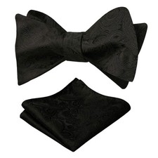 Men's Paisley Jacquard Self-Tie Bow Tie and Pocket Square Set for Tuxedo