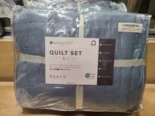 KASENTEX Oversized Queen Velvet Quilt Set 102"x106" Soft and Cozy