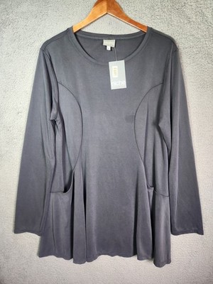 NICHE Nilgun Derman Modal Short Dress Size Large Dark Gray Stretch Pockets