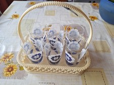 Set 6 Bicchieri Con Cesto Anni 70