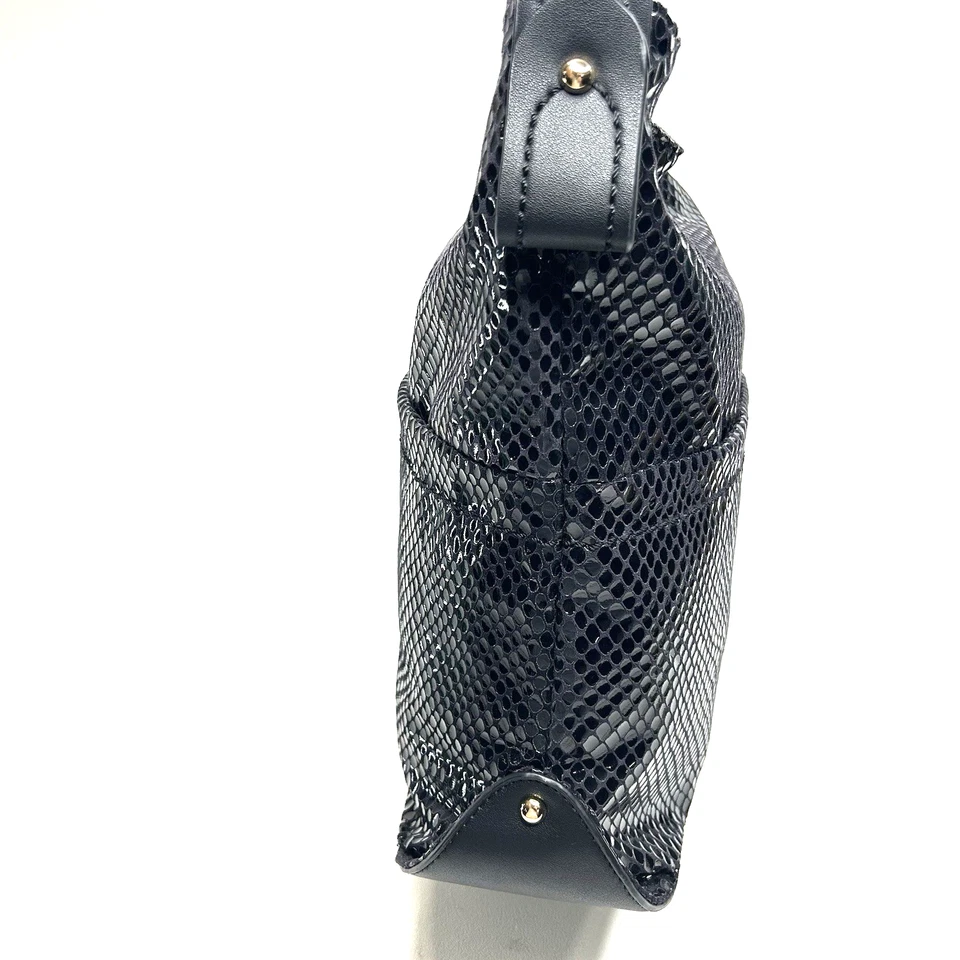SONDRA ROBERTS Faux Leather Python Black Hobo Shoulder/Tote New - Image 4 of 4