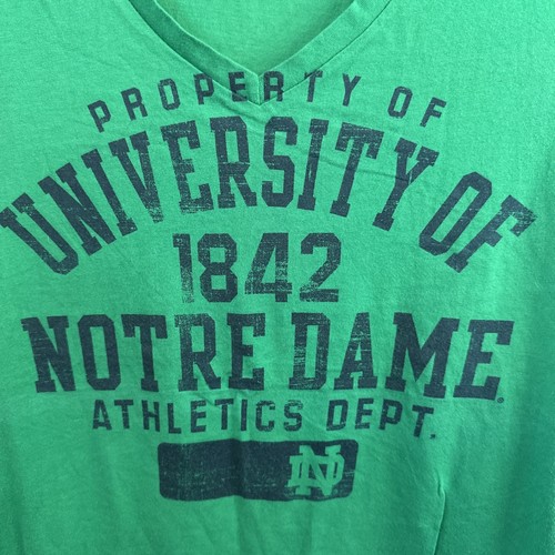 Notre Dame T-Shirt Tee Champion Women's Medium Classic Green V-Neck - Picture 4 of 10