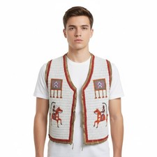 Powwow Regalia Vest Hand Beaded Native Traditional Tribal Outfit PRV139