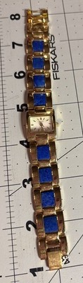 Main Line Time Watch (untested) ~ Gold Tone w/ Lapis Lazuli ~ 6.25  ~ 48g