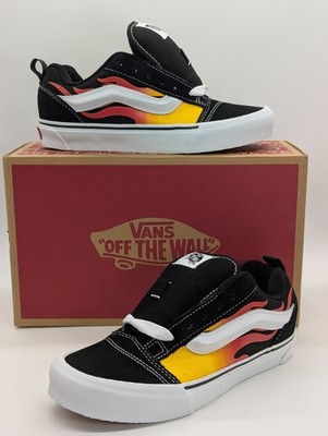Kids Size 5.5 - Vans Knu Skool Black Flame Sneakers VN000EE6Y09 Skate Red New