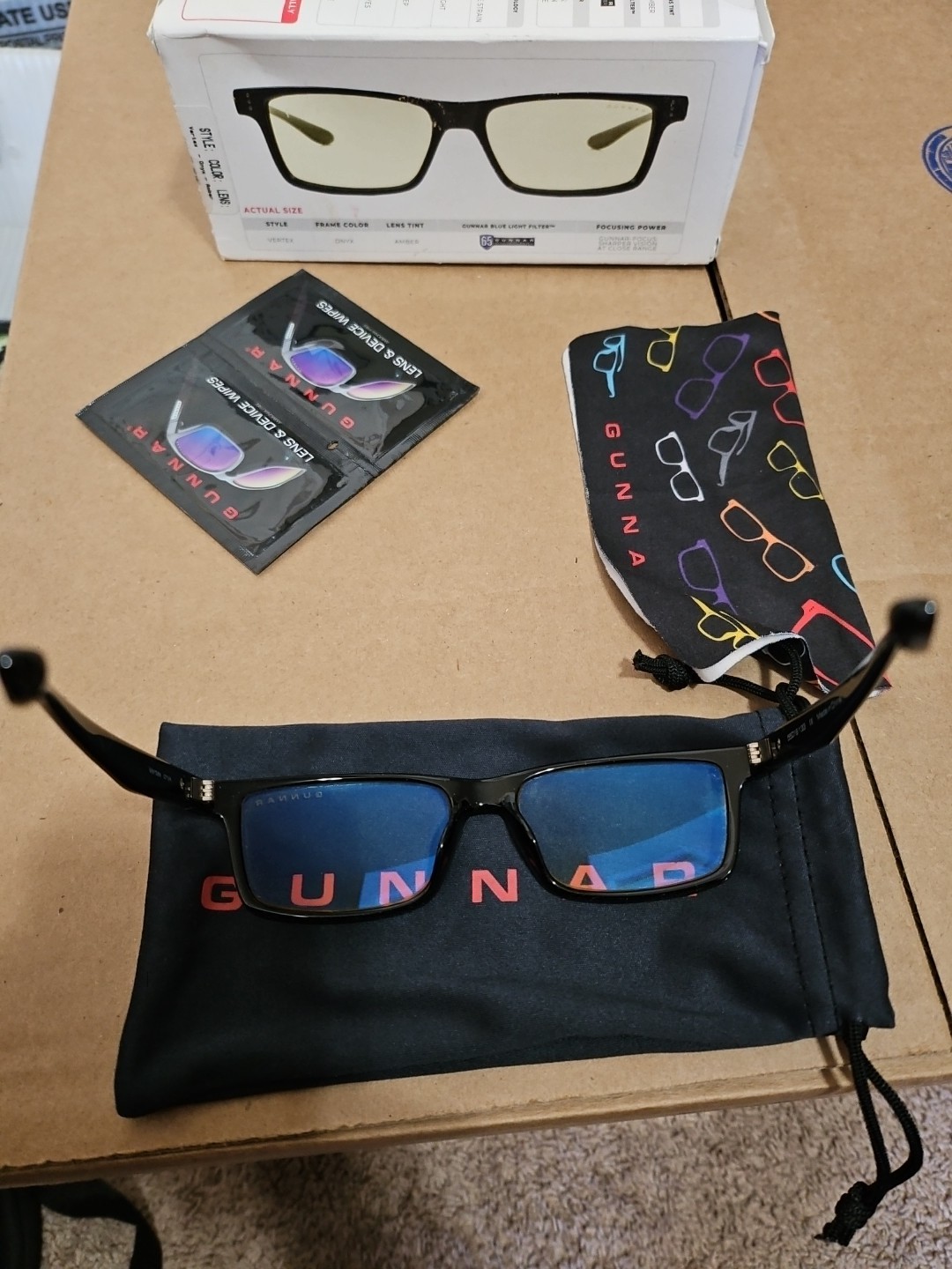 GUNNAR - Vertex Computer Glasses with Blue Light Reduction , Amber Lenses - Onyx