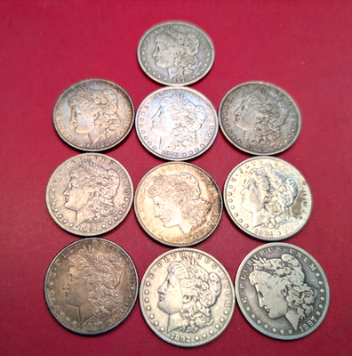 Lot of 10 Different Morgan Silver Dollars 1878-1921 VF-XF 260432