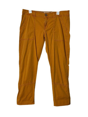 Anthropologie hei hei darby moto utility roll up pants womens 32 gold orange