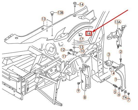 AUDI R8 4S Left Fender Seal Beading Genuine 420821217D