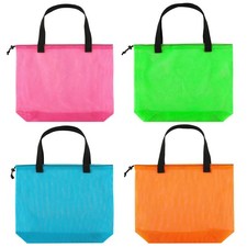 4PCS Large Mesh Beach Tote Bags With Drawstring For Swim,Travel,Poolside