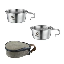 CAMPINGMOON 2pcs Set Stainless Steel Deep Type Camping Sierra Cup 450ml S-360...