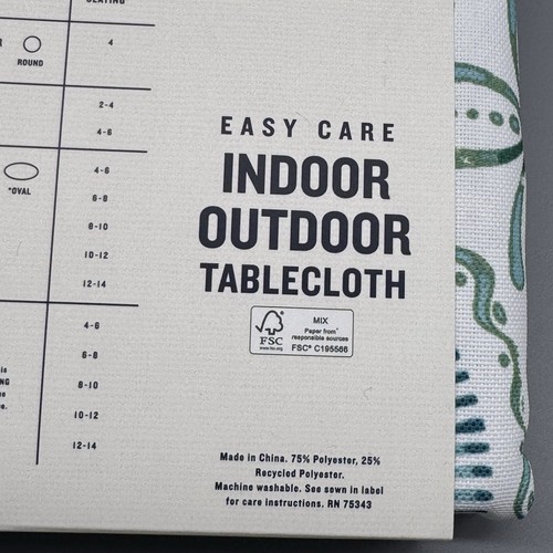 Tommy Bahama Green Blue Circle Medallion Watercolor Tablecloth 60x104 Summer - Picture 8 of 10
