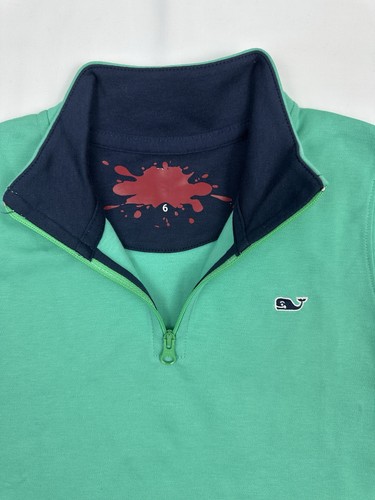 Boys Vineyard Vines 1/4Zip Sweatshirt-Size 7-Green-Pima Cotton-Factory Overstock - Picture 2 of 2