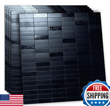 XUANINY Black Self-Adhesive Aluminum Mosaic Wall Tiles Kitchen 5-Pack