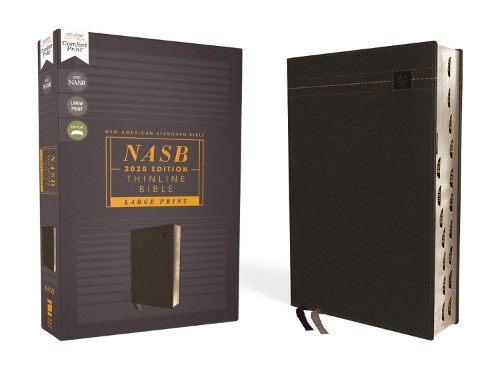 NASB, Thinline Bible, Large Print, Leathersoft, Black, Red Le... - 9780310456674