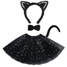 Halloween Animals Cosplay Costume Set - Tutu Skirt Animals One Size Black Cat