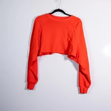 Alo Yoga Women's Double Take Crew Neck Cropped Pullover Sweatshirt Strawberry S