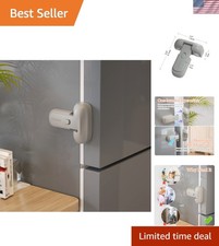 Minimalist Gray Refrigerator Lock - Auto-lock for Kids and Pets, Adhesive Setup
