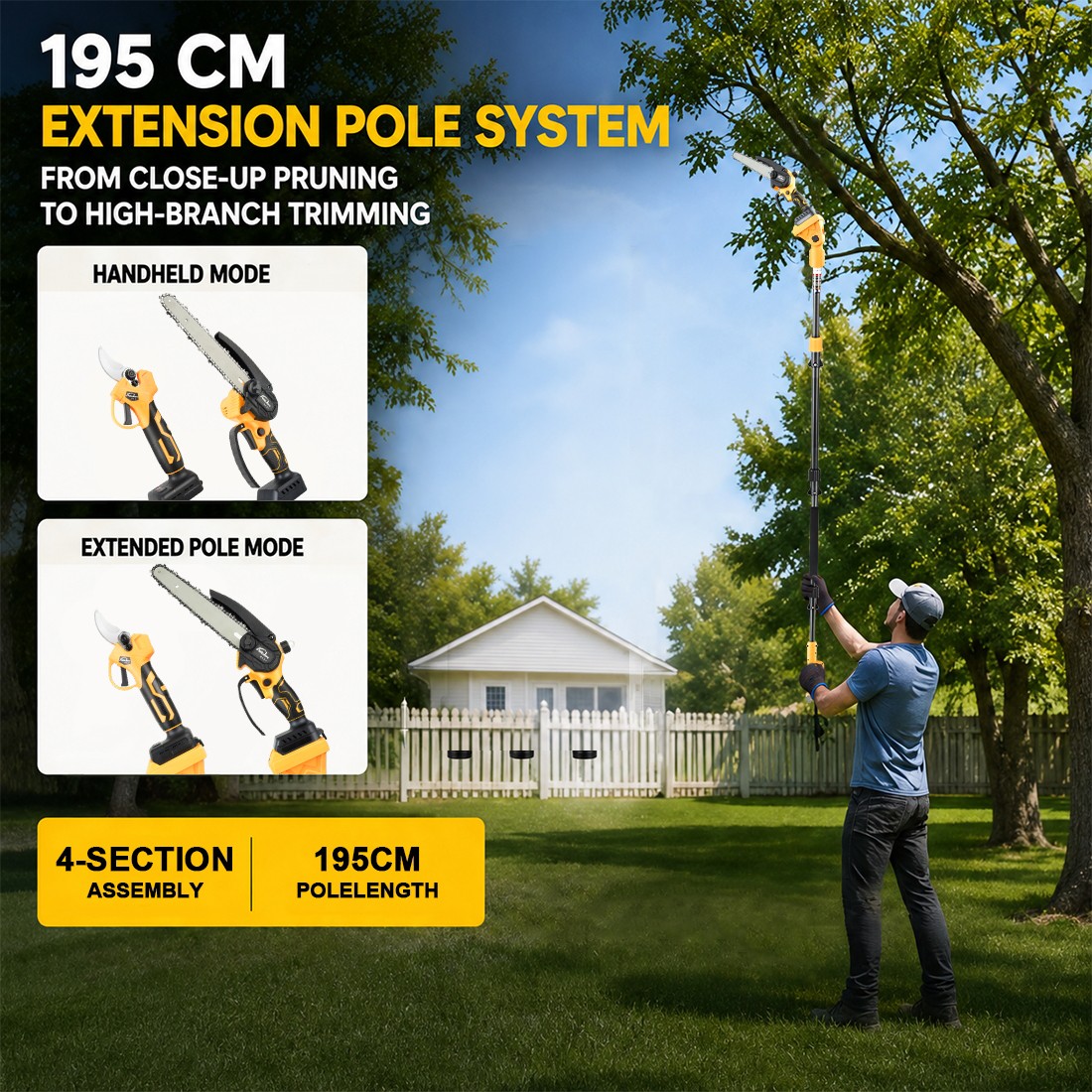 Electric Branch Cutter and Long Reach Pole Pruner Set for Dewalt 20V ...