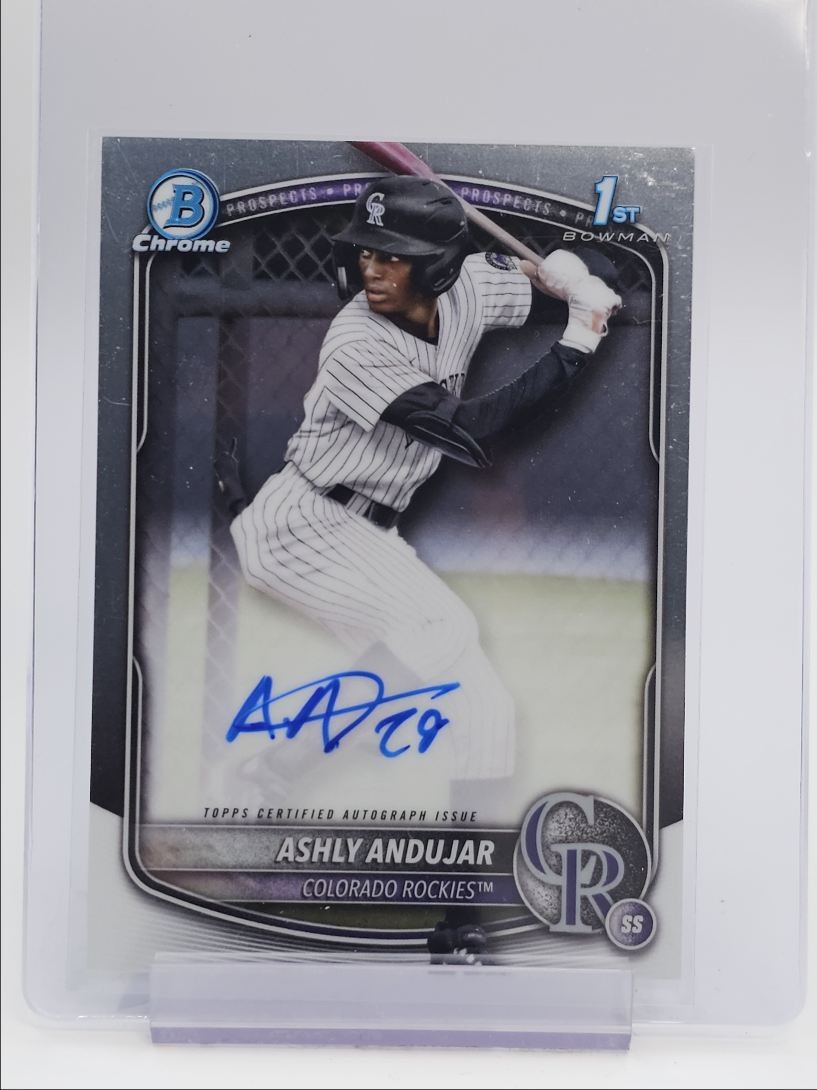 ASHLY ANDUJAR 2025 BOWMAN CHROME 1ST AUTOGRAPH BASE ROCKIES AUTO Q2754