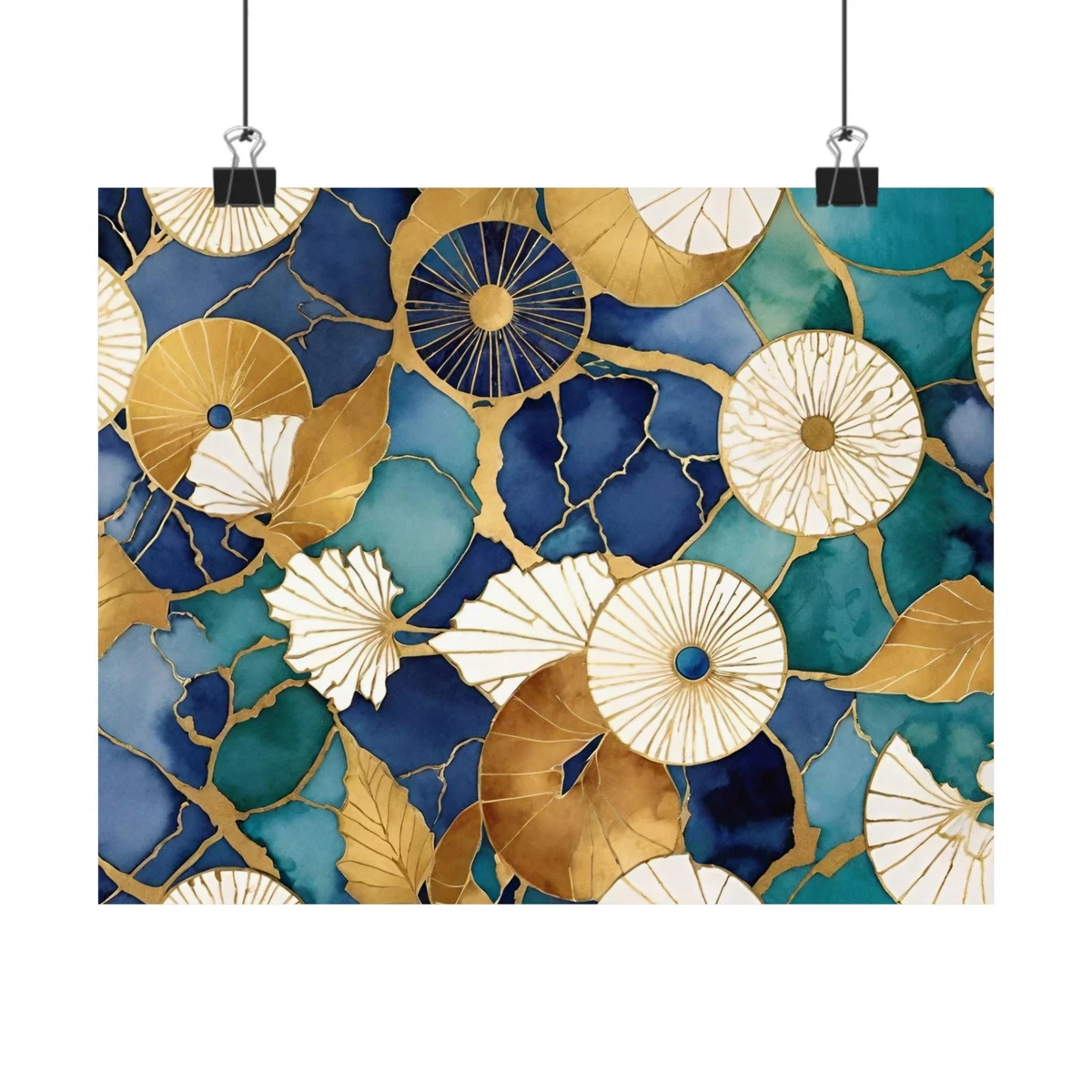 Elegante Blumen Wand Gold Emaille Wohndeko Kunst Abstrakt Blume Poster Druck