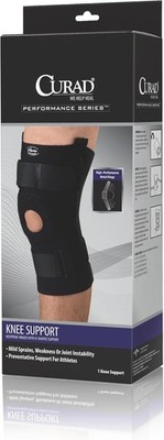 Curad Knee Support Neoprene Hinged w/U-Shaped Support Black X-Large