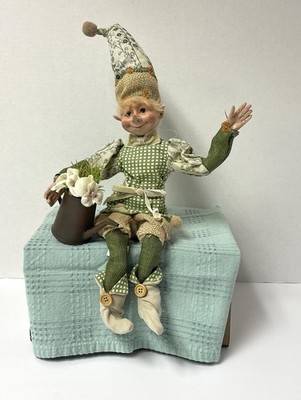 18  Elf Pixie Shelf Sitter Doll Posable Gardiner Watering Can Spring Summer
