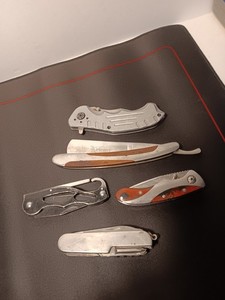 Multi Tool Pocket Knives Blade Straight Razor Mixed Lot 5 Pieces All Used