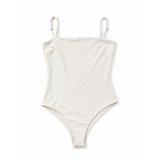 Princess Polly Women Cream Square Neck Adjustable Strap Bodysuit Size 8