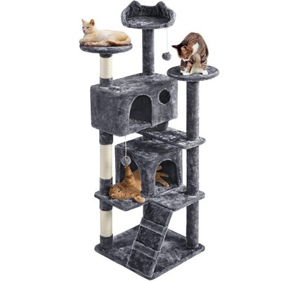 61in Cat Tree for Indoor Cats, Cat Tower with Scratching Posts, Perch & Platform