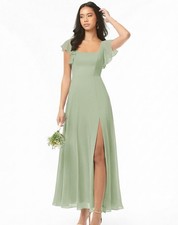 Azazie Bondi Chiffon Bridesmaid Dress - Dusty Sage - Size A12