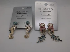 Sugarfix by Baublebar Earrings Bird Parrot And Sea Horse Multi Rhinestones 