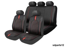 Sitzbez�ge Kunstleder Schwarz Rote Naht Komplettset f�r BMW 1er 3er 5er X3 X5 *3