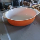 PYREX Orange White Oval 2 QT Milk Glass Vintage Oven-Safe Casserole Dish