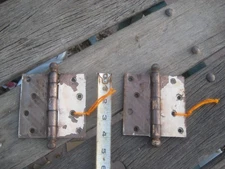 1930s Vintage 4" * STANLEY SWEETHEART * Steel Ball Top Door Hinges Lot of 2 USA