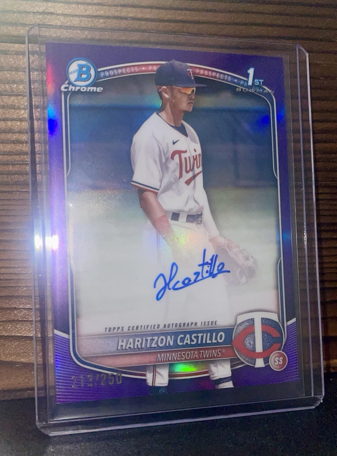 2025 Bowman Chrome - 1st Auto Haritzon Castillo Purple Refractor # /250 Twins