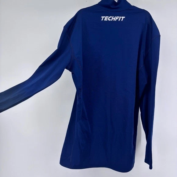 Camisa Adidas Techfit ClimaWarm Manga Larga Cuello Simulado Capa Base Azul Grande Foto 2 de 4
