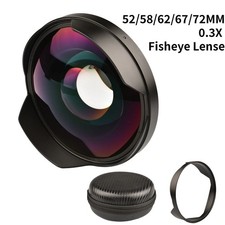 0.3X UHD Ultra Wide Angle Fisheye Lens 37/52/58/67/72MM Camcorder Recording Cam