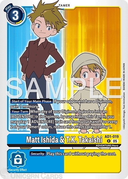 AD1-019 Matt Ishida & T.K. Takaishi : Rare Foil : AD01: Advanced Booster Digimon