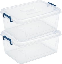 Plastic Storage Bins W/ Lids Clear Stackable Storage Containers 16 Qt 2 Pack