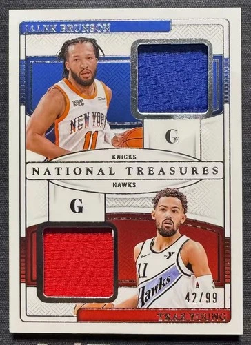 Jalen Brunson Trae Young 2024-25 Panini National Treasures 42/99 Dual #MAT-BTY