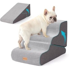 Dog Stairs Small Dogs 16.5" H 2 in 1 Transformable 3-Step Pet Stairs Ramp