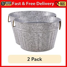 (2 Pack) Better Homes & Gardens - round Galvanized Tub BH28-056-099-46, 15.0 in 