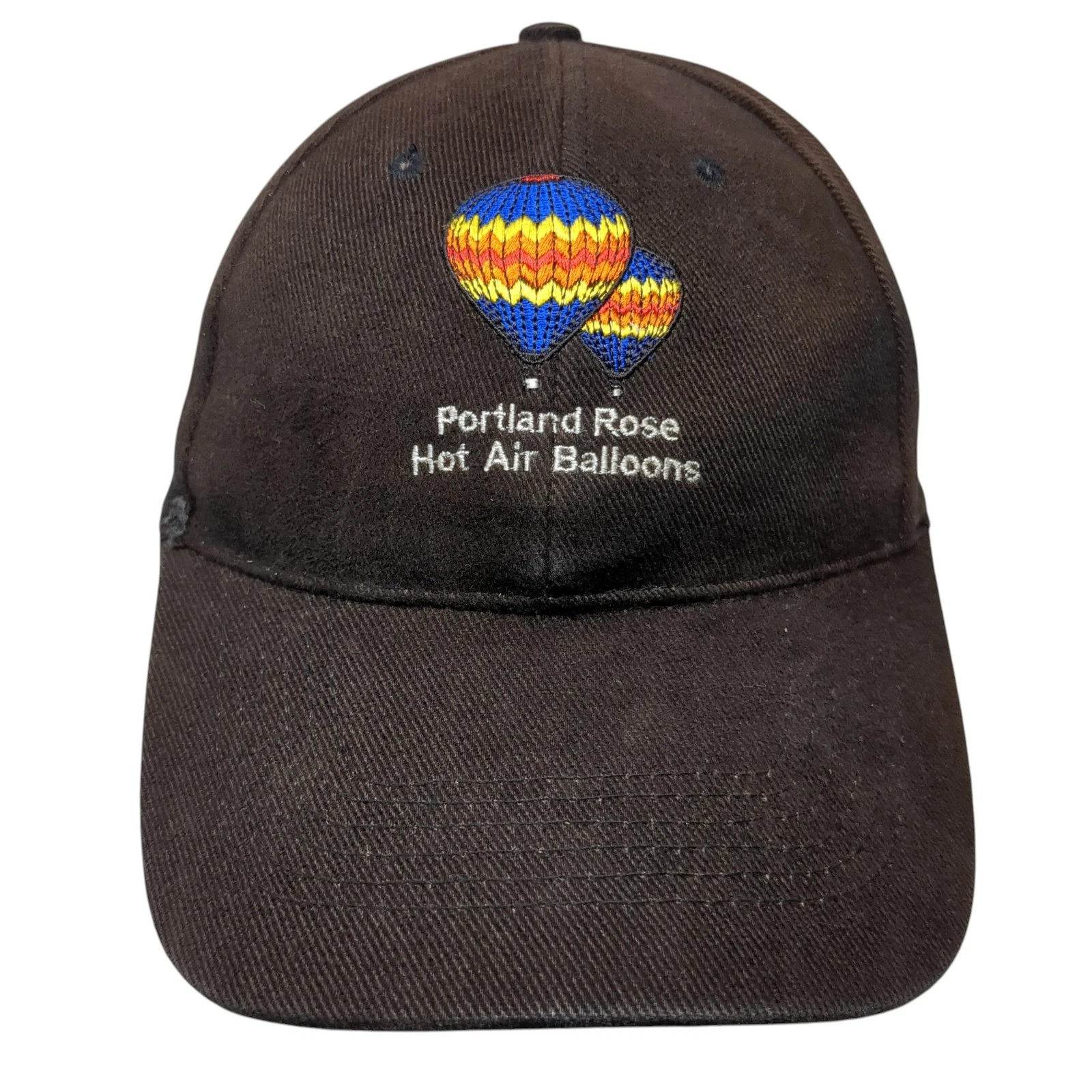 Portland Rose Hot Air Balloons Slideback Hat Black One Size Embroidered