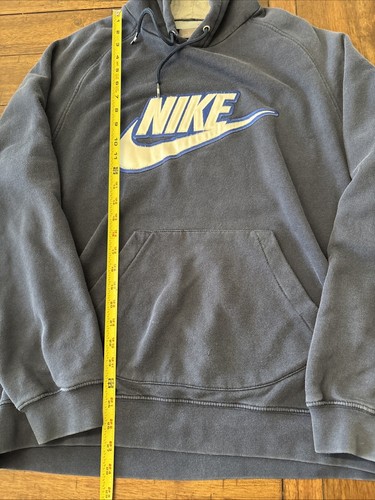 Vintage Y2K Nike Silver Tag Big Swoosh Logo Hoodie Large Navy - Picture 4 of 5
