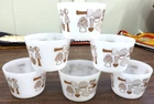VTG. MID-CENTURY GLASBAKE CUSTARD DESSERT BOWL LOT MUSHROOMS MILK GLASS RAMEKIN