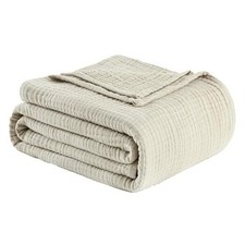 Muslin Blanket 100 Cotton Blanket Throw 50 x65 , Throw 50"x65" 01 - Oatmeal