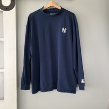 Vintage Starter Yankees Mock Neck Long Sleeve Shirt Men’s XL MLB Blue Logo Embrd